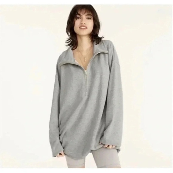 J.Crew gray soft terry pullover top sweatshirt half zip Sz XS - Picture 2 of 6